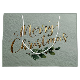Elegante Goldfolien geprägte "Frohe Weihnachten" S Große Geschenktüte