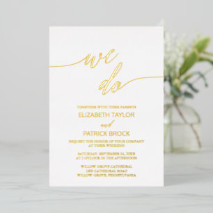 Elegante Goldfolien-Kalligrafie Wir heiraten Folieneinladung