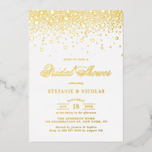 Elegante Goldfolien-Konfetti-Punkte Brautparty Folieneinladung