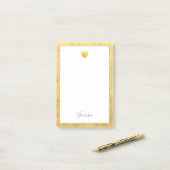 Elegante Goldfolien-Rand-Herz Moderne Schrift Post-it Klebezettel (Auf Schreibtisch)