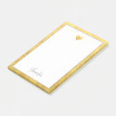 Elegante Goldfolien-Rand-Herz Moderne Schrift Post-it Klebezettel (angewinkelt)