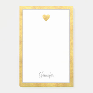 Elegante Goldfolien-Rand-Herz Moderne Schrift Post-it Klebezettel