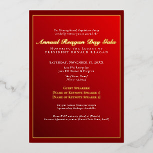 Elegante Goldfolien-Reagan-Tag-Gala-Fundraisingver Folieneinladung
