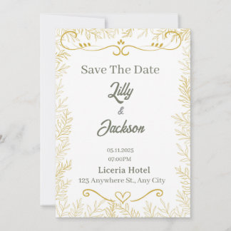 Elegante Goldfolien-Save-the-Date-Karte | Moderne  Einladung