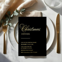 Elegante Goldfolien-Weihnachtsdinner-Einladung
