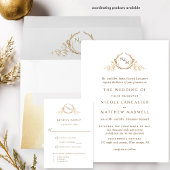 Elegante goldgelbe Mongram für feierliche Hochzeit Einladung