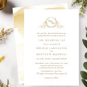 Elegante goldgelbe Mongram für feierliche Hochzeit Einladung
