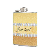 Elegante GoldGlitzer-Folie und Diamanten Flachmann (Links)