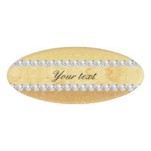 Elegante GoldGlitzer-Folie und Diamanten Namenschild
