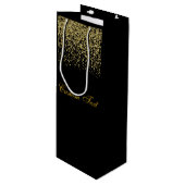 Elegante GoldGlitzerconfetti-Hochzeit Geschenktüte Für Weinflaschen (Vorderseite Schrägansicht)