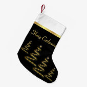 Elegante Goldgräber und Stars auf schwarz Kleiner Weihnachtsstrumpf (Vorderansicht (hängend))