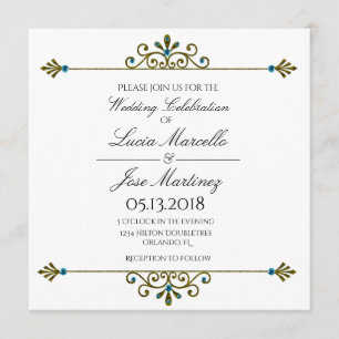 Elegante Goldgrenzenkalligrafie Einladung zur Hoch