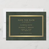 Elegante goldgrüne, einfache Typografie-Hochzeit Save The Date (Vorderseite)