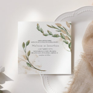 Elegante goldgrüne florale Hochzeitseinladung