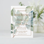 Elegante goldgrüne Kalligraphie Hochzeit Einladung (Stehend Vorderseite)