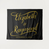 Elegante Goldhandgeschriebene Swash-Kalligrafie Ho Wandteppich (Vorderseite (Horizontal))