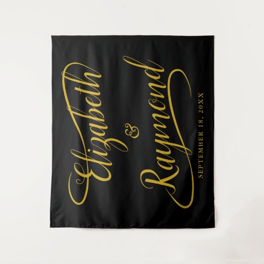 Elegante Goldhandgeschriebene Swash-Kalligrafie Ho Wandteppich (Vorderseite)