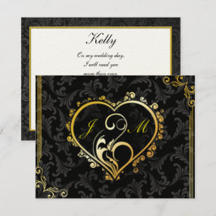 Elegante Goldherz-Monogramm-Karte für die Ehrenjun Einladung