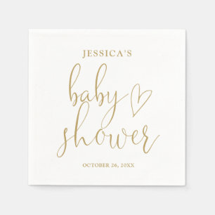 Elegante Goldherz-Schrift Baby Shower Serviette