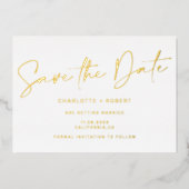 Elegante Goldhochzeit speichern das Foto des Datum Folieneinladung (Vorderseite)