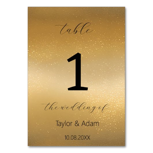 Elegante Goldhochzeit Tischnummer (Rückseite)