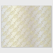 Elegante Goldhochzeiten auf weißem Satin Geschenkpapier (Flach)