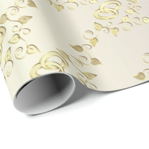 Elegante Goldhochzeiten auf weißem Satin Geschenkpapier