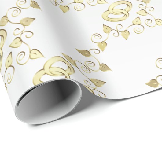 Elegante Goldhochzeiten auf weißem Satin Geschenkpapier (Rolleneckpunkt)