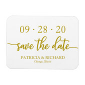 Elegante Goldkalligrafie-Hochzeit rettet das Datum Magnet (Horizontal)