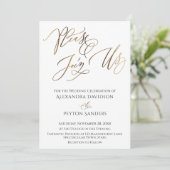 Elegante Goldkalligraphie "Bitte schließen Sie sic Einladung (Stehend Vorderseite)