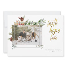 Elegante Goldkalligraphie Drei Foto Weihnachten