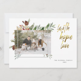 Elegante Goldkalligraphie Drei Foto Weihnachten