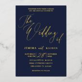 Elegante Goldkalligraphie-Einladung Folieneinladung (Vorderseite)