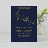 Elegante Goldkalligraphie-Einladung Folieneinladung (Stehend vorne)