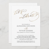 Elegante Goldkalligraphie Feiern wir Empfang Einladung (Vorne/Hinten)