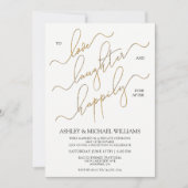 Elegante Goldkalligraphie glücklich immer nach dem Einladung (Vorderseite)