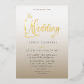 Elegante Goldkalligraphie-Hochzeit Folieneinladung (Vorderseite)