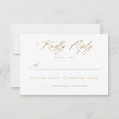 Elegante Goldkalligraphie-Hochzeit RSVP Karte (Vorderseite)