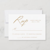 Elegante Goldkalligraphie-Hochzeit RSVP Karte (Vorderseite)
