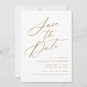 Elegante Goldkalligraphie-Hochzeit Save The Date (Vorderseite)
