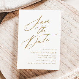 Elegante Goldkalligraphie-Hochzeit Save The Date