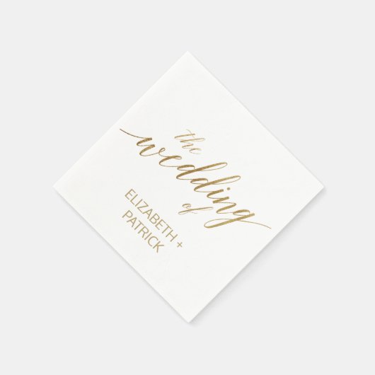 Elegante Goldkalligraphie-Hochzeit Serviette (Ecke)
