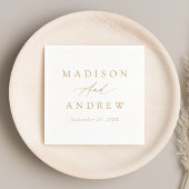 Elegante Goldkalligraphie-Hochzeit Serviette