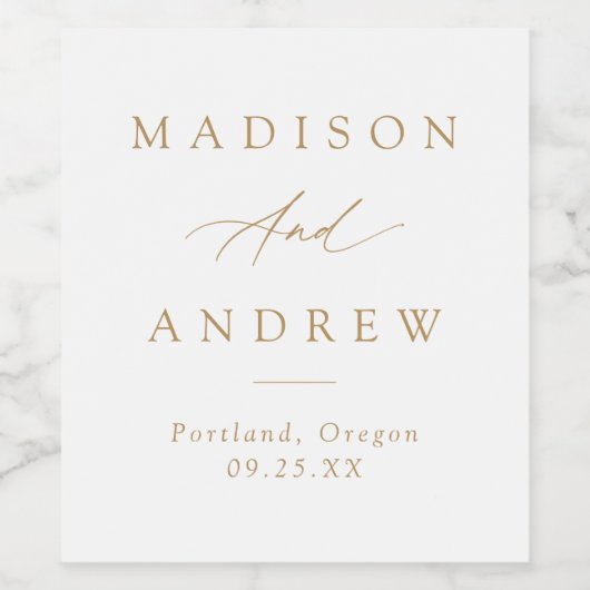 Elegante Goldkalligraphie-Hochzeit Weinetikett (Einzelnes Label)