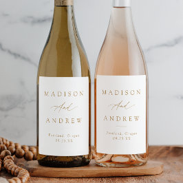 Elegante Goldkalligraphie-Hochzeit Weinetikett