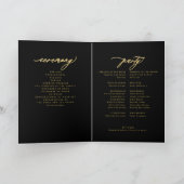 Elegante Goldkalligraphie Hochzeitsfeier schwarz Programm (Innenseite)