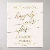 Elegante Goldkalligraphie Ivory glücklich immer na Poster (Vorne)