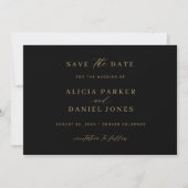 Elegante Goldkalligraphie Klassische Schwarze Hoch Save The Date (Vorderseite)