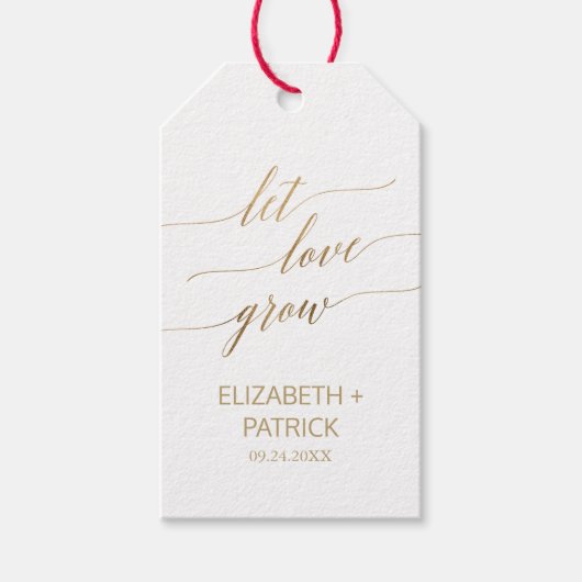 Elegante Goldkalligraphie Lasse Liebe wachsen Gefa Geschenkanhänger (Vorderseite)