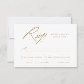 Elegante Goldkalligraphie - Meal Choice Hochzeit RSVP Karte (Vorderseite)